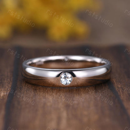 Aquamarine Wedding Ring: Round Cut Sterling Silver Promise Ring