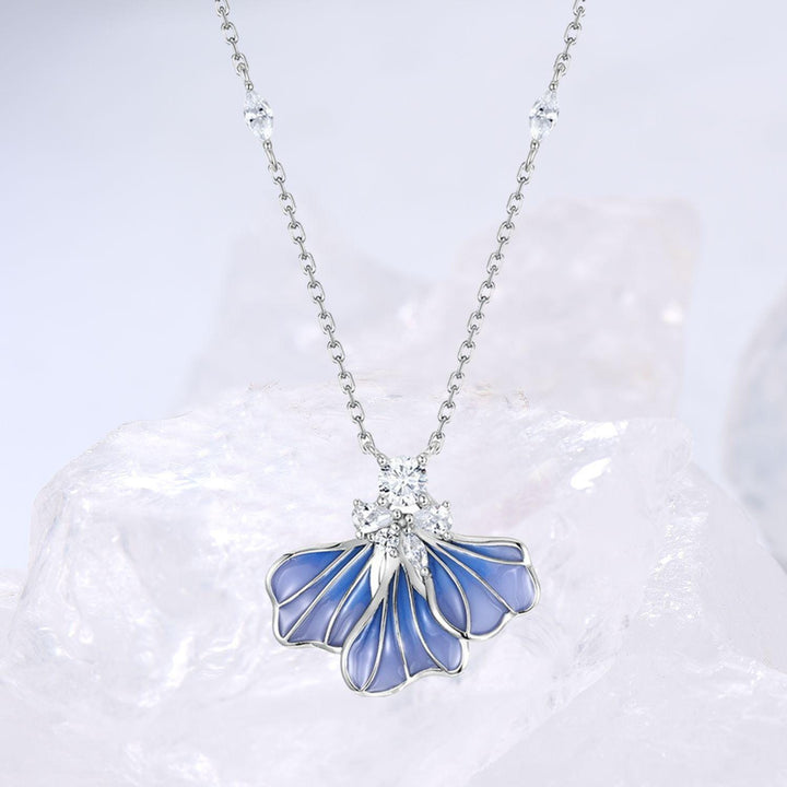 Unique blue iris pendant necklace enamel clavicle pendant silver 14k 18k gold Personalized pendant women Valkyrie Necklace - PENFINE