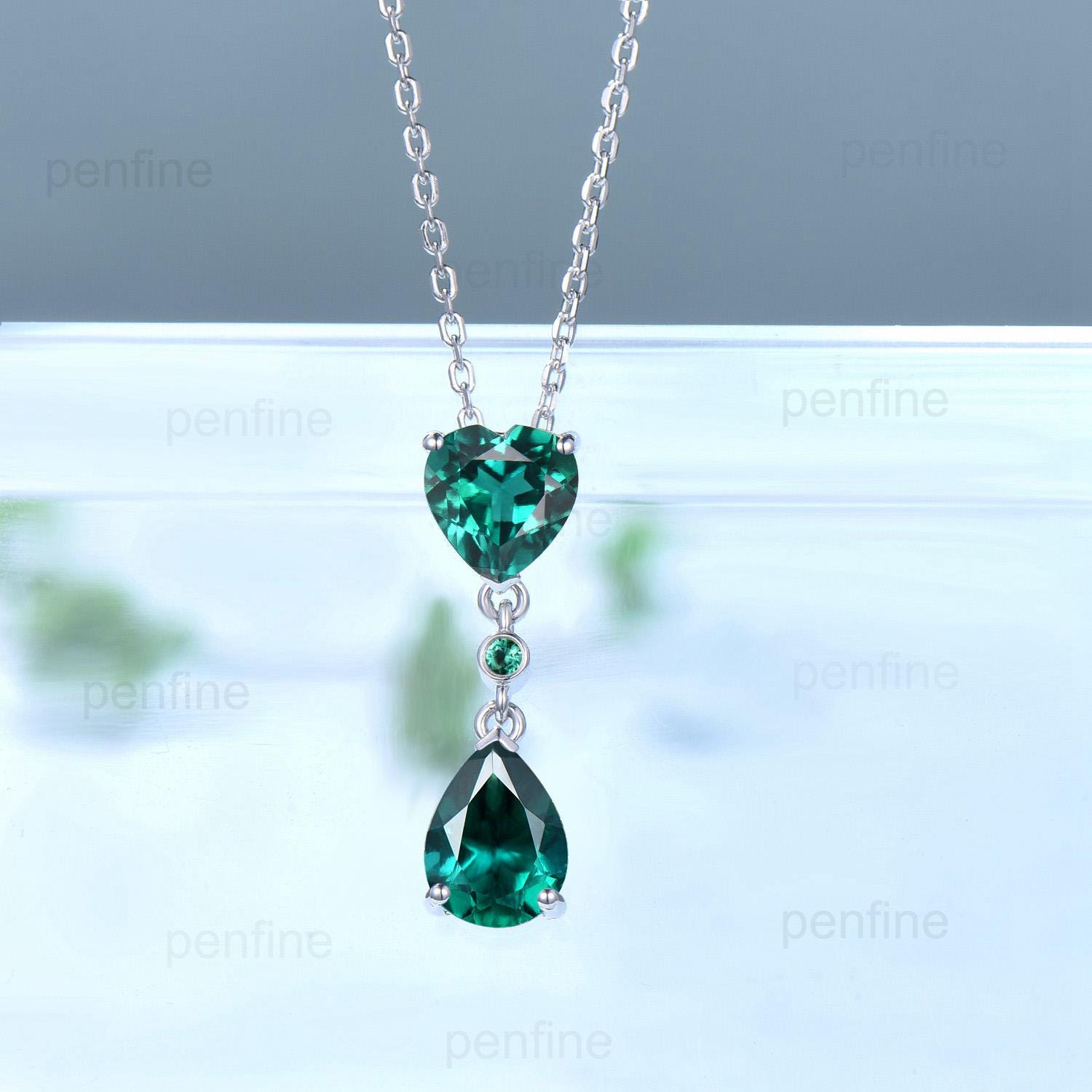 925 sterling silver emerald pendant , necklace , may birthstone , vintage pendant for women retailer , christmas gift