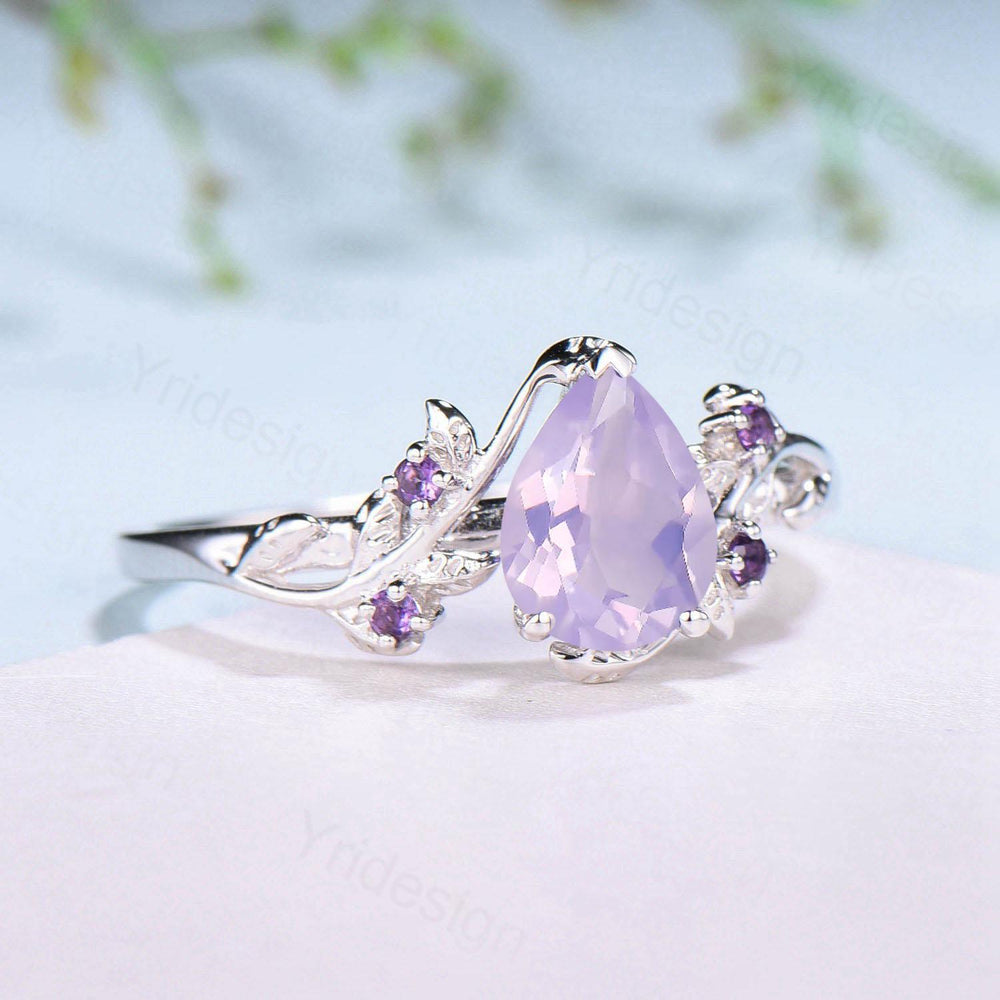 Nature Inspired Lavender Amethyst Engagement Ring: 14K Gold Twig Vine Anniversary Ring - PENFINE