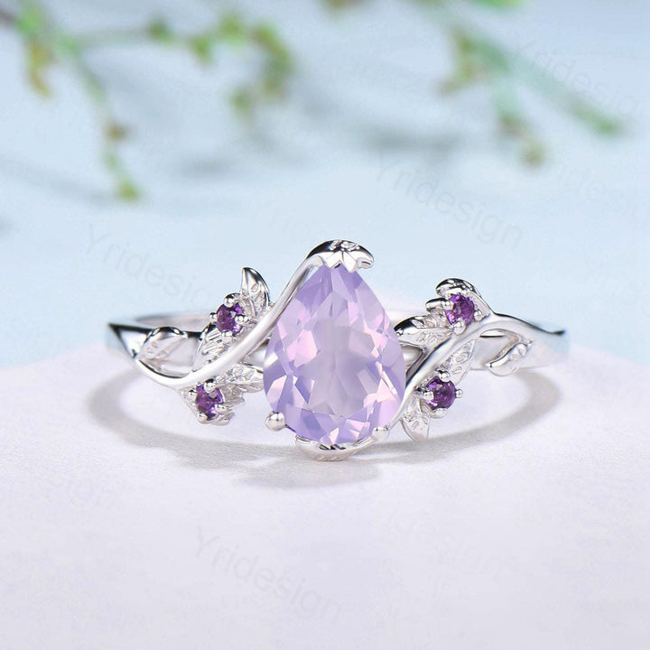 Nature Inspired Lavender Amethyst Engagement Ring: 14K Gold Twig Vine Anniversary Ring - PENFINE