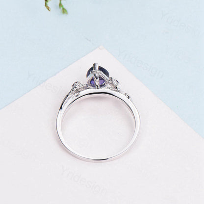 Nature Inspired Lavender Amethyst Engagement Ring: 14K Gold Twig Vine Anniversary Ring - PENFINE
