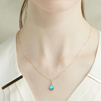 Vintage Amazonite pendant necklace art deco amazonite necklace for mom  14k/18k rose gold necklace promise engagement gift for women - PENFINE