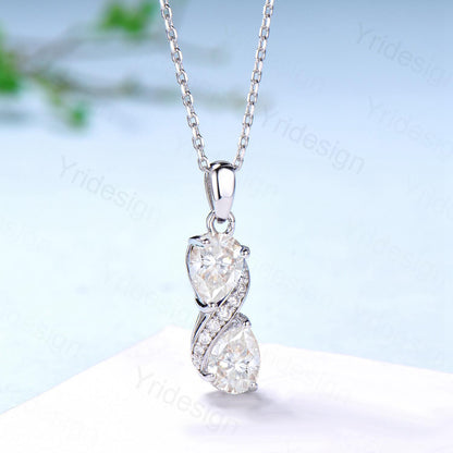 Unique Moissanite Pendant Necklace Women Alternative CVD Lab Grown Diamond Necklace Vintage Snake Promise Gift pear shaped pendant for Wife - PENFINE