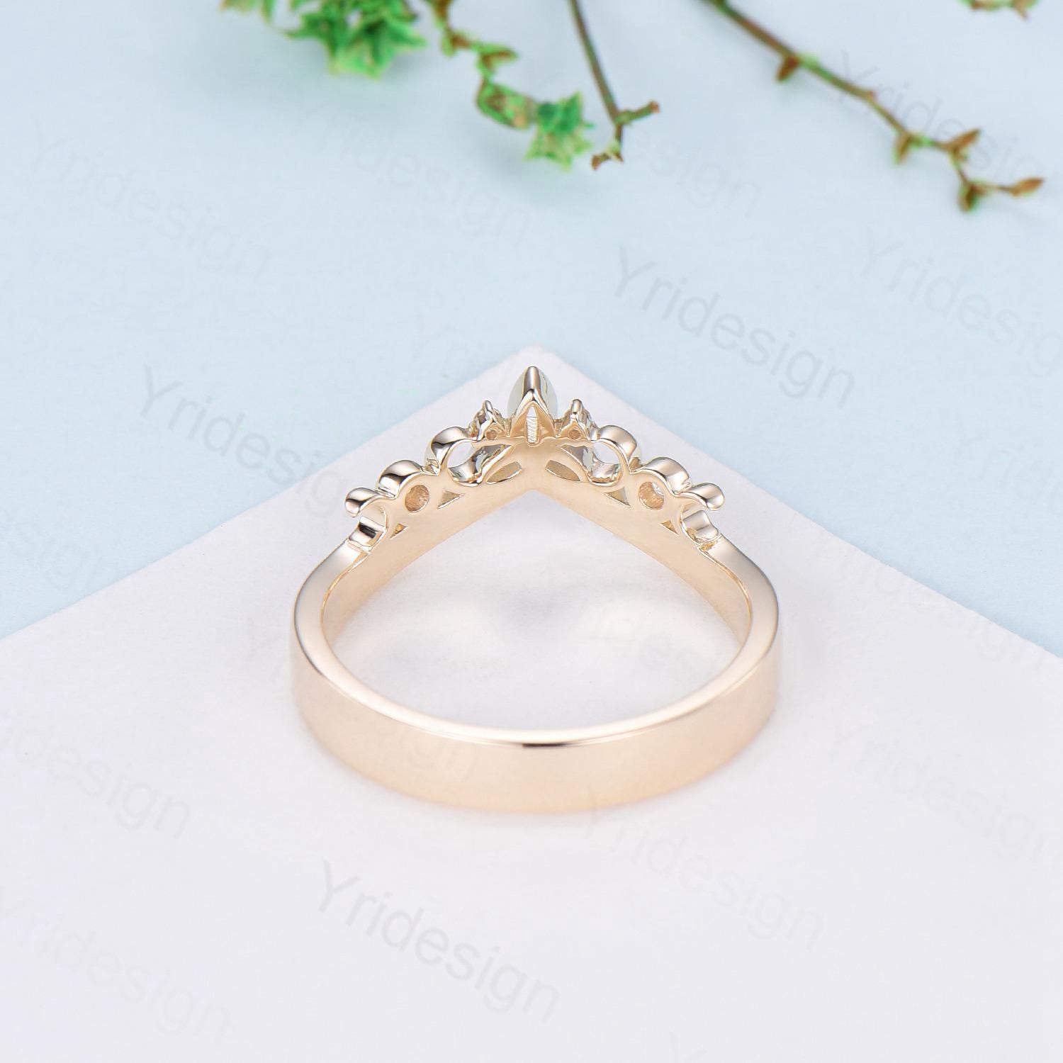 3.5mm Celtic Knot Norse Viking diamond wedding band women 14k yellow gold curved wedding band unique Matching stacking band anniversary ring - PENFINE