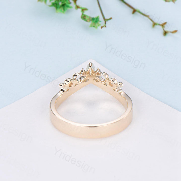 3.5mm Celtic Knot Norse Viking diamond wedding band women 14k yellow gold curved wedding band unique Matching stacking band anniversary ring - PENFINE