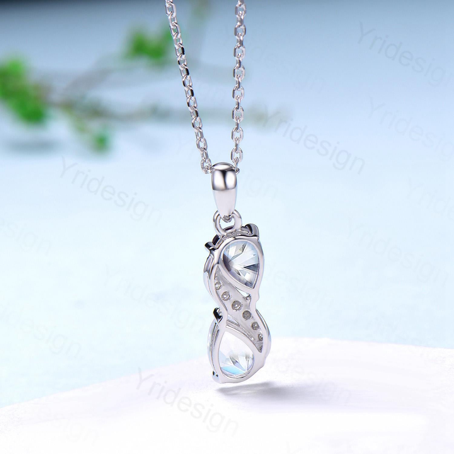 Unique Moissanite Pendant Necklace Women Alternative CVD Lab Grown Diamond Necklace Vintage Snake Promise Gift pear shaped pendant for Wife - PENFINE