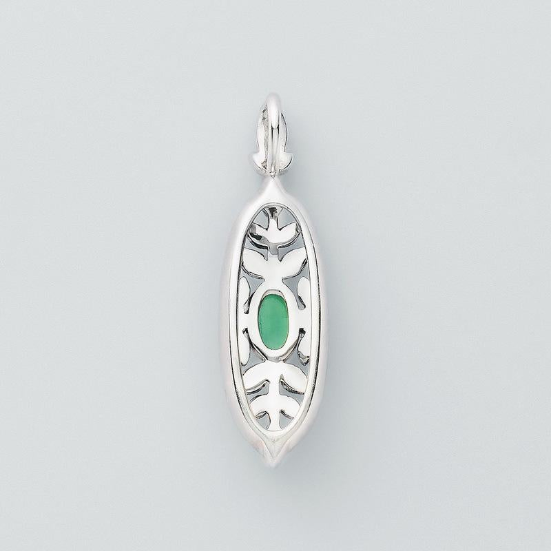 Unique Evil Eye Wedding Set vintage marquise shaped pendant necklace silver white gold art deco green emerald stud earrings anniversary gift - PENFINE