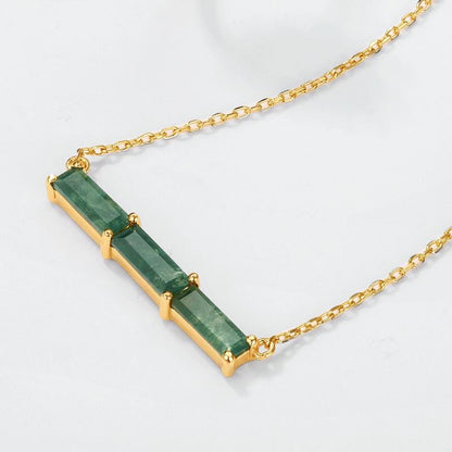 Minimalist baguette cut moss agate wedding set solitaire yellow gold moss agate pendant necklace rose gold agate earrings anniversary gifts - PENFINE