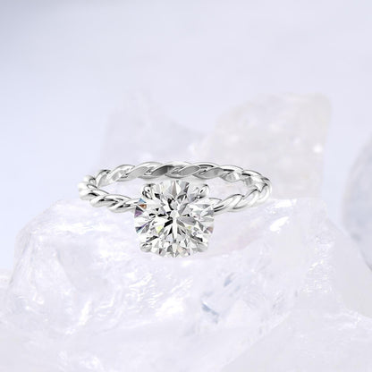 Minimalist Diamond Ring Dazzling Twist Rope Lab Grown Diamond Engagement Ring IGI Certified Hidden Halo Diamond Ring Anniversary Gifts Women - PENFINE