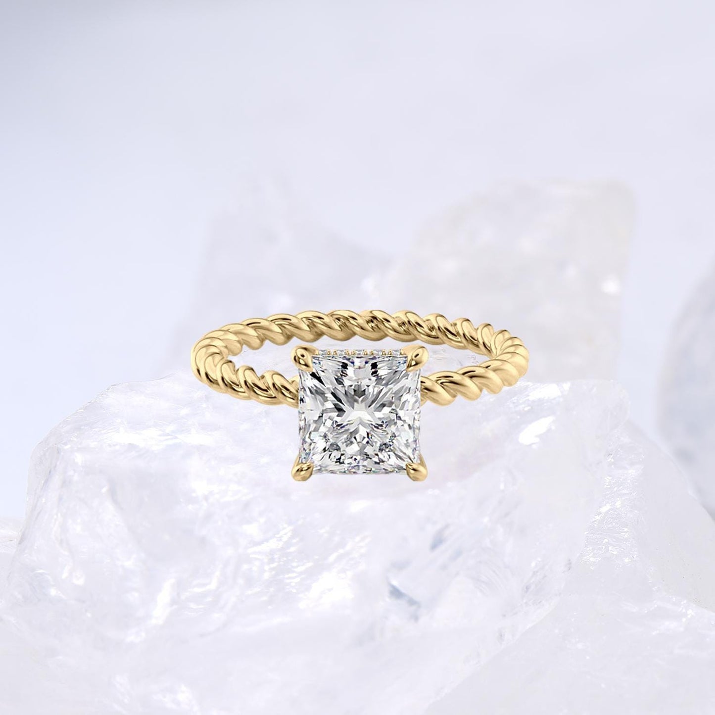Minimalist Diamond Ring Dazzling Twist Rope Lab Grown Diamond Engagement Ring IGI Certified Hidden Halo Diamond Ring Anniversary Gifts Women - PENFINE