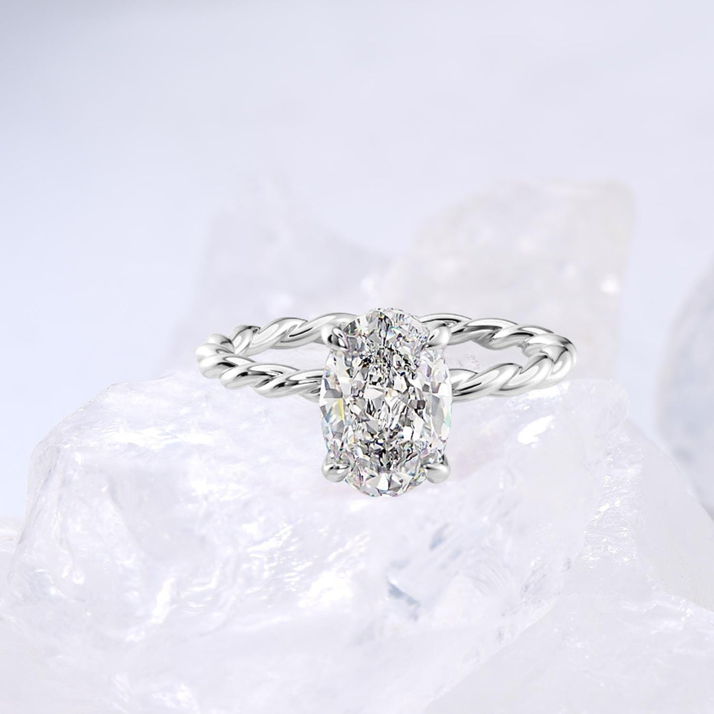 Minimalist Diamond Ring Dazzling Twist Rope Lab Grown Diamond Engagement Ring IGI Certified Hidden Halo Diamond Ring Anniversary Gifts Women - PENFINE