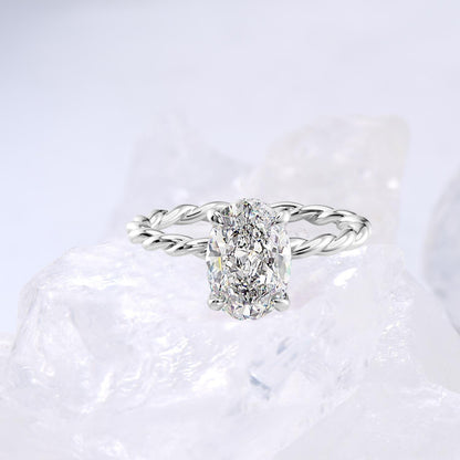 Minimalist Diamond Ring Dazzling Twist Rope Lab Grown Diamond Engagement Ring IGI Certified Hidden Halo Diamond Ring Anniversary Gifts Women - PENFINE