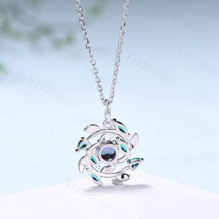 Unique Nature Inspired Alexandrite Necklace Vintage Marquise Pear Emerald Necklace Elegant Snowflake Pendant Anniversary gift for daughter - PENFINE