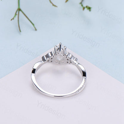 Celtic Knot Pear Shaped Fire Opal Engagement Ring For Women Unique Norse Viking infinity Opal Wedding Ring Spilt Shank Anniversary gifts - PENFINE