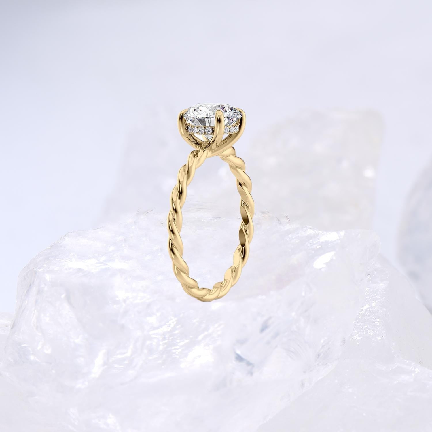 Minimalist Diamond Ring Dazzling Twist Rope Lab Grown Diamond Engagement Ring IGI Certified Hidden Halo Diamond Ring Anniversary Gifts Women - PENFINE