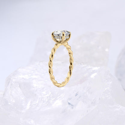 Minimalist Diamond Ring Dazzling Twist Rope Lab Grown Diamond Engagement Ring IGI Certified Hidden Halo Diamond Ring Anniversary Gifts Women - PENFINE