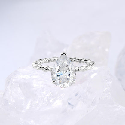 Minimalist Diamond Ring Dazzling Twist Rope Lab Grown Diamond Engagement Ring IGI Certified Hidden Halo Diamond Ring Anniversary Gifts Women - PENFINE