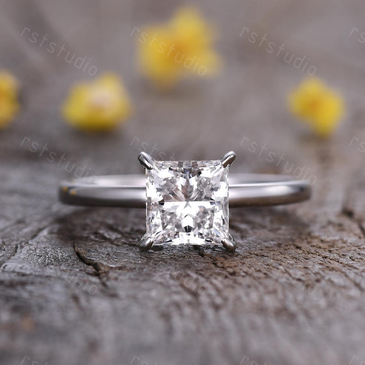 IGI Certified 2Ct Princess Cut Lab Grown Diamond Engagement Ring Set Women Solitaire Diamond Ring Art Deco Promise Wedding Set Bridal Set