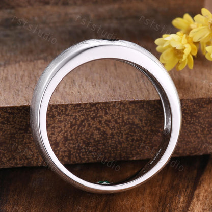 Couple Ring Set: Mens Kite Black Spinel Ring: Women's Moss Agate Ring