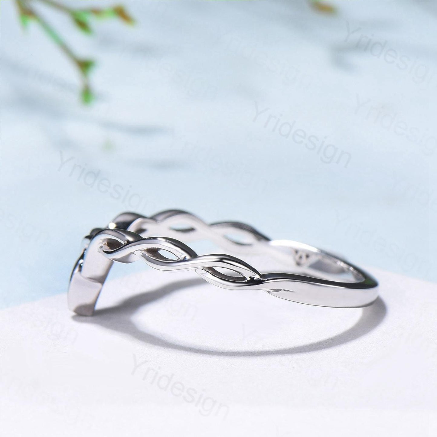 Celtic Knot Norse Viking wedding band women-unique curved plain gold wedding band 14k white gold- Matching stacking band anniversary ring - PENFINE