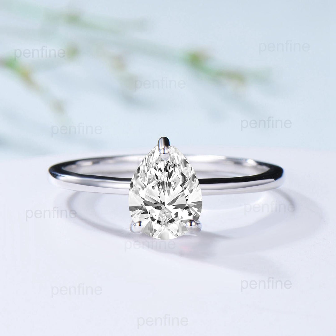 Solitaire Lab Grown Diamond Wedding Set Minimalist IGI CVD Diamond Engagement Ring Simple Diamond Pendant Necklace 18K White Gold Earrings - PENFINE