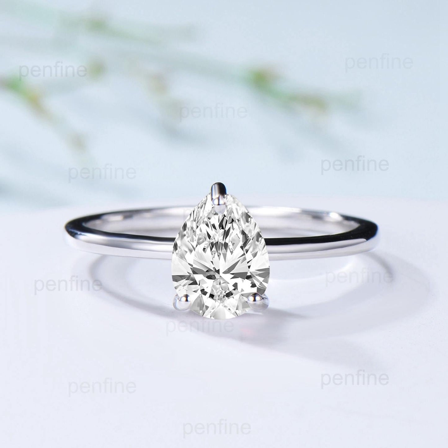 Solitaire Lab Grown Diamond Wedding Set Minimalist IGI CVD Diamond Engagement Ring Simple Diamond Pendant Necklace 18K White Gold Earrings - PENFINE