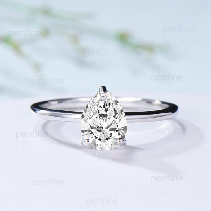 Solitaire Lab Grown Diamond Wedding Set Minimalist IGI CVD Diamond Engagement Ring Simple Diamond Pendant Necklace 18K White Gold Earrings - PENFINE