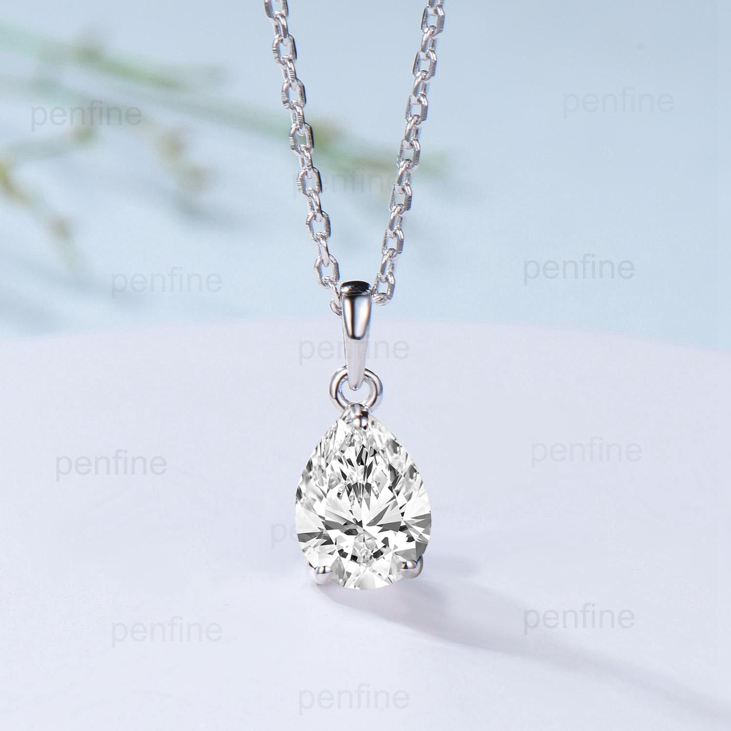 Solitaire Lab Grown Diamond Wedding Set Minimalist IGI CVD Diamond Engagement Ring Simple Diamond Pendant Necklace 18K White Gold Earrings - PENFINE