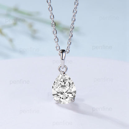 Solitaire Lab Grown Diamond Wedding Set Minimalist IGI CVD Diamond Engagement Ring Simple Diamond Pendant Necklace 18K White Gold Earrings - PENFINE