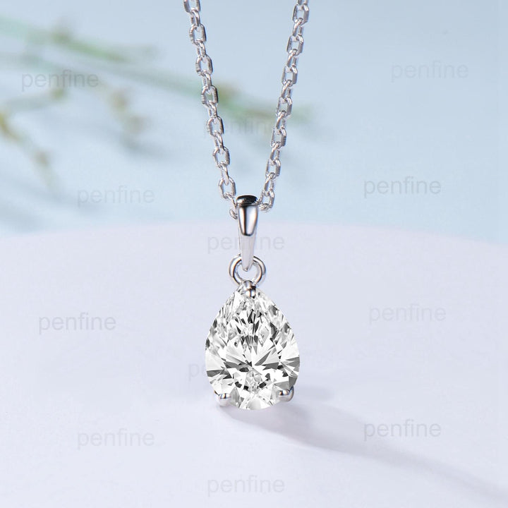 Solitaire Lab Grown Diamond Wedding Set Minimalist IGI CVD Diamond Engagement Ring Simple Diamond Pendant Necklace 18K White Gold Earrings - PENFINE
