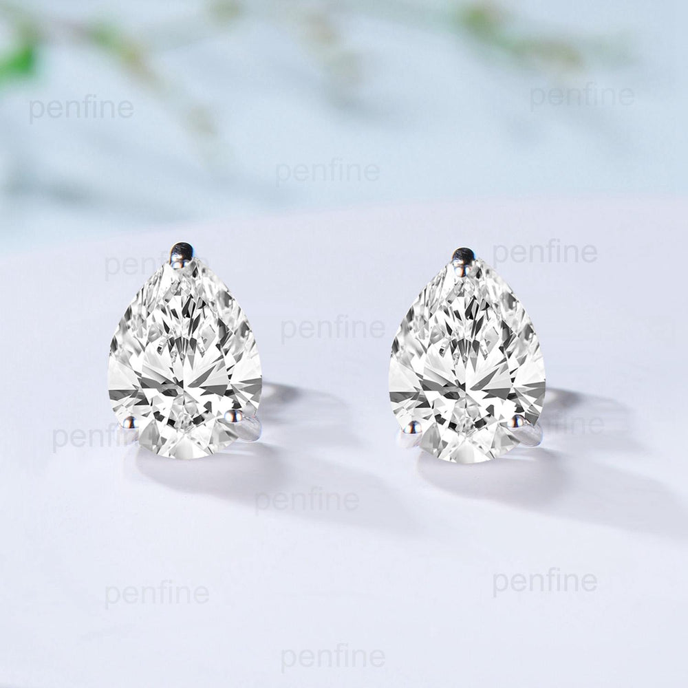 Solitaire Lab Grown Diamond Wedding Set Minimalist IGI CVD Diamond Engagement Ring Simple Diamond Pendant Necklace 18K White Gold Earrings - PENFINE