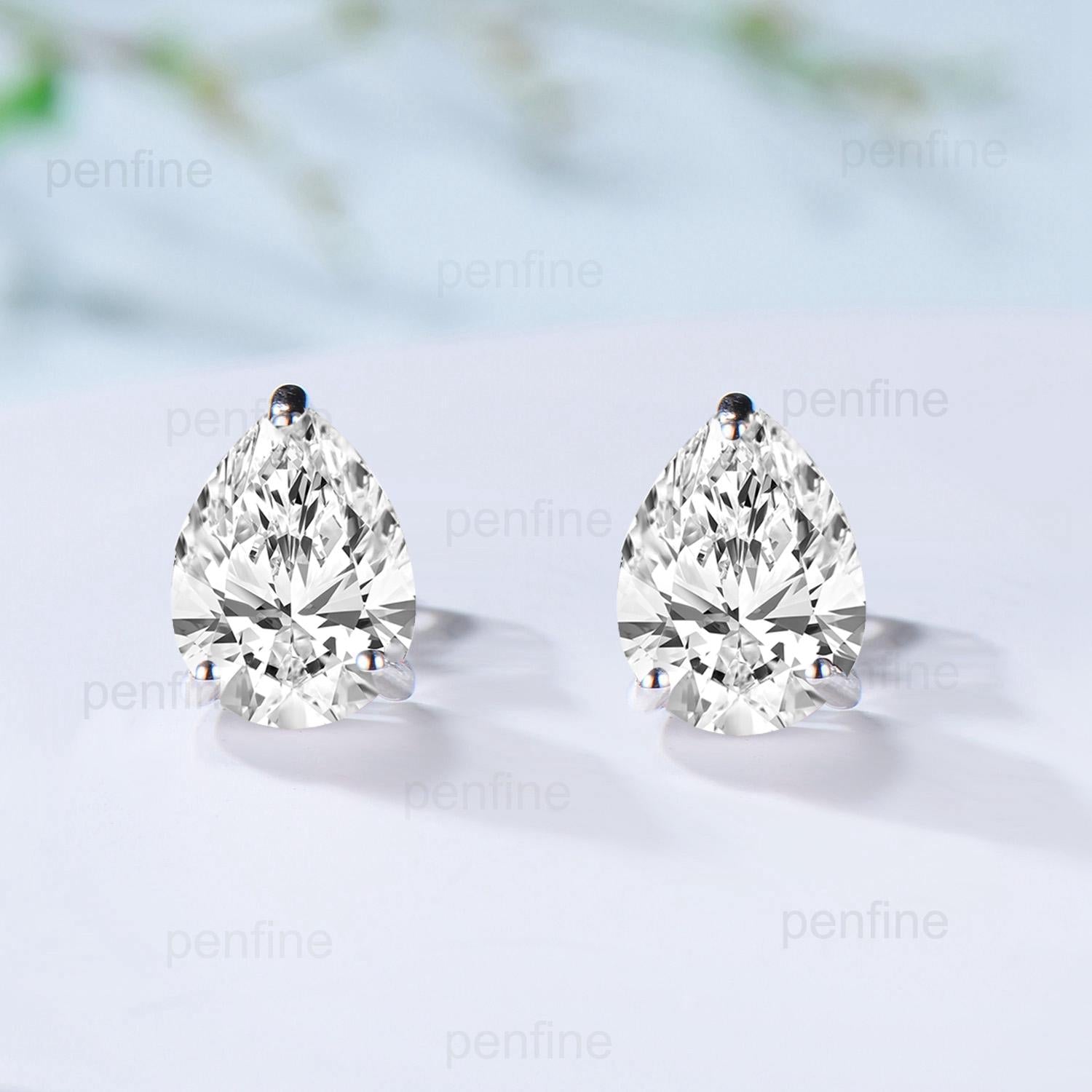 Solitaire Lab Grown Diamond Wedding Set Minimalist IGI CVD Diamond Engagement Ring Simple Diamond Pendant Necklace 18K White Gold Earrings - PENFINE