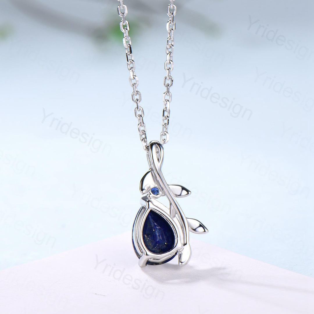 Natural Inspired Tanzanite Necklace natural sapphire leaf branch tanzanite pendant elegant twisted pendant anniversary gifts for daughter - PENFINE