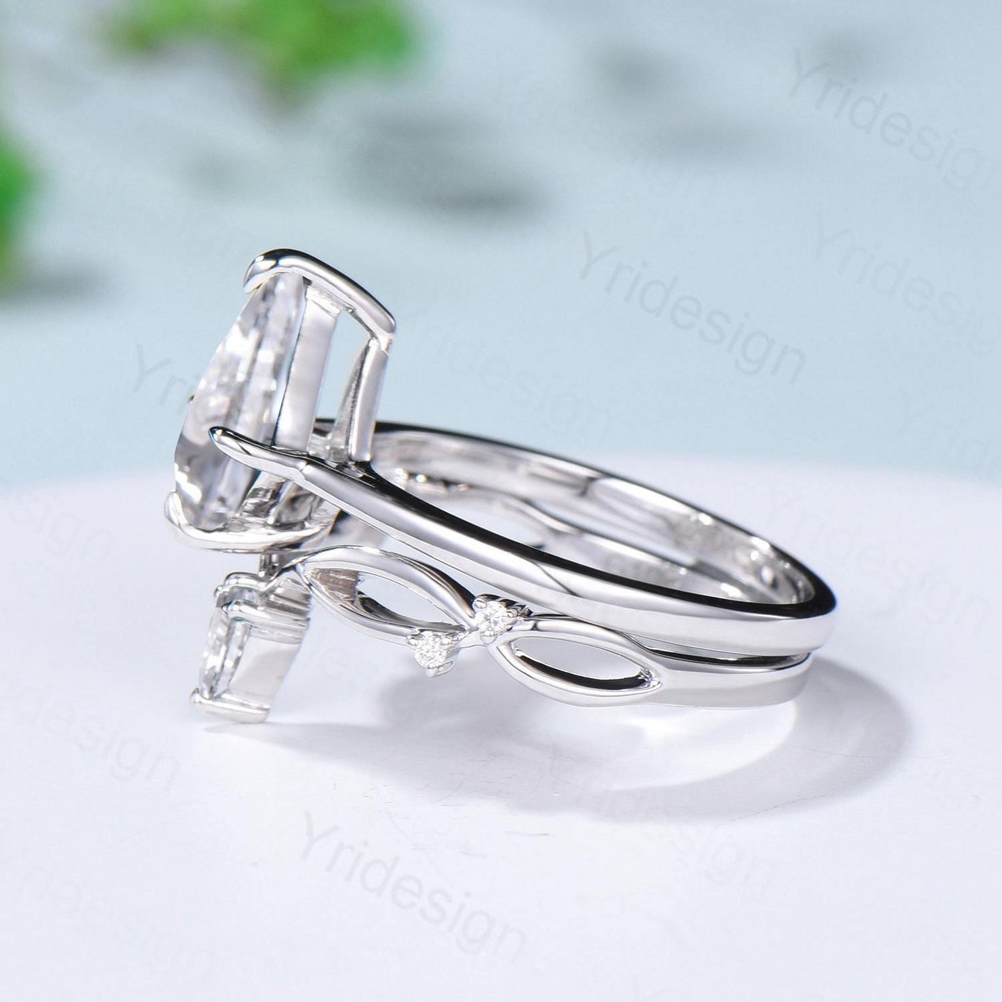 Vintage Kite Cut Diamond Engagement Ring Set Minimalist Lab Grown Diamond Wedding Ring IGI Certificate Simple Solitaire CVD Diamond Ring Set - PENFINE