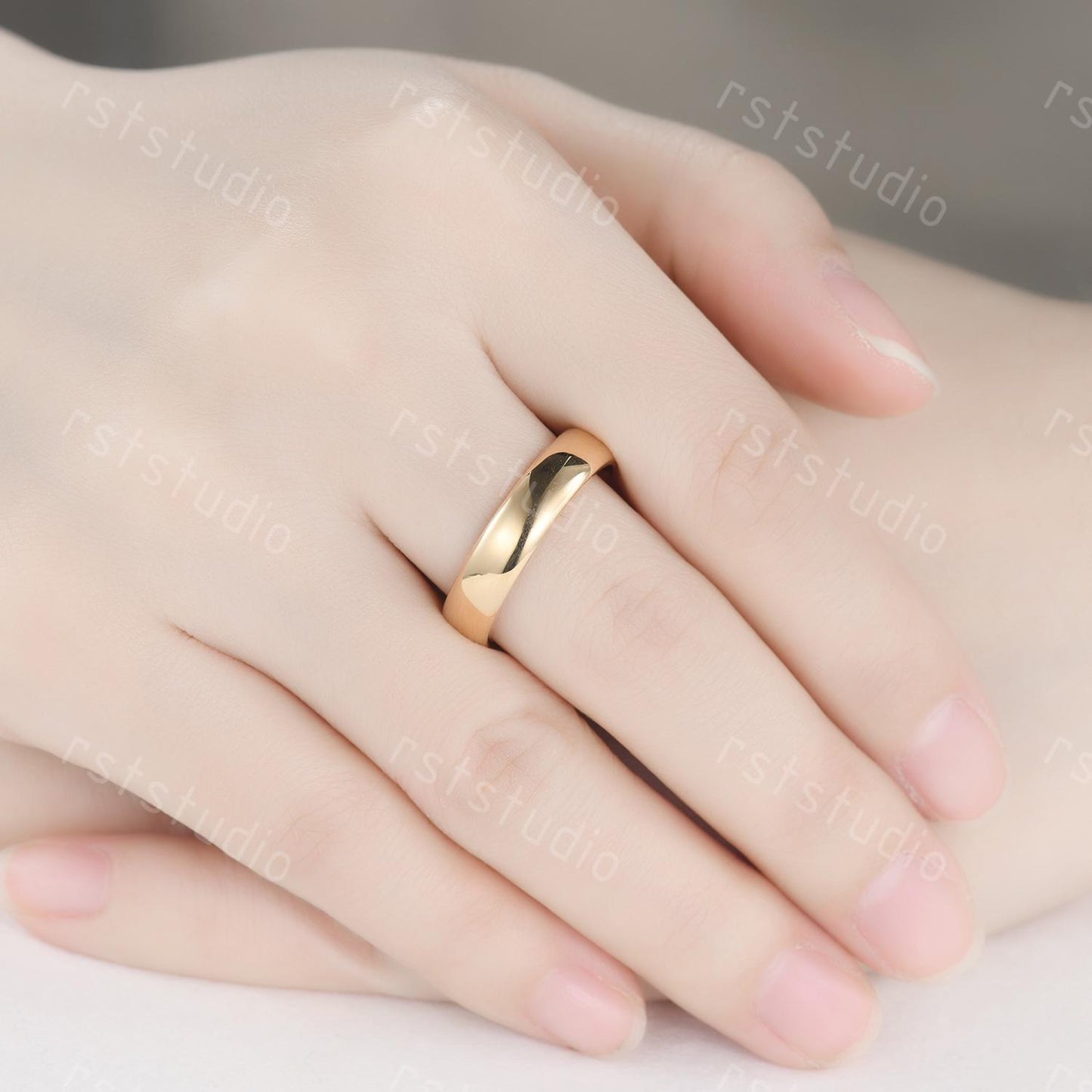 Men's 14K Yellow Gold Wedding Band: 5mm Rounded Comfort Fit Ring