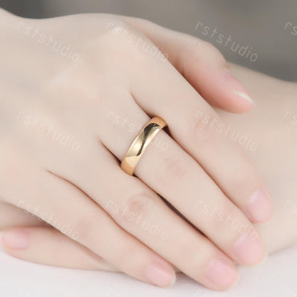Men's 14K Yellow Gold Wedding Band: 5mm Rounded Comfort Fit Ring
