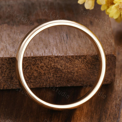 Men's 14K Yellow Gold Wedding Band: 5mm Rounded Comfort Fit Ring