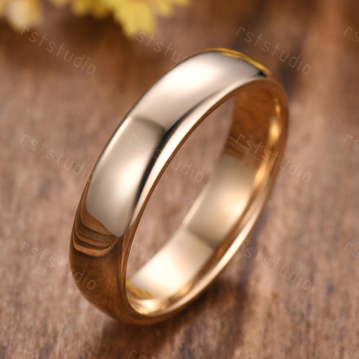 Men's 14K Yellow Gold Wedding Band: 5mm Rounded Comfort Fit Ring