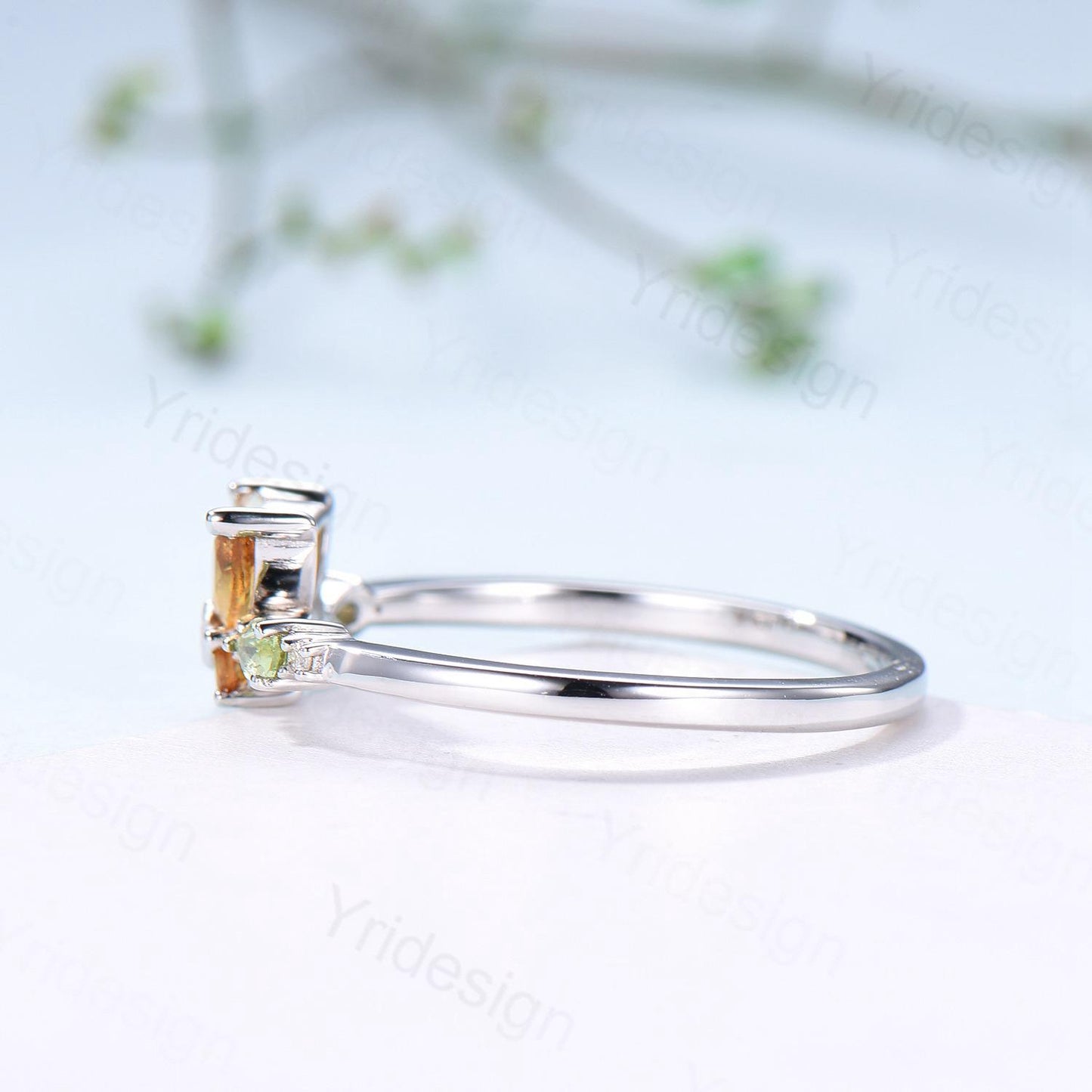 Unique Butterfly Citrine Peridot Engagement Ring Vintage Marquise Citrine Ring Pear Peridot Wedding Ring Anniversary Promise Birthstone Gift - PENFINE