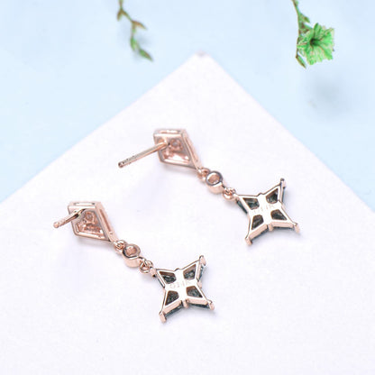 Vintage kite cut alexandrite earrings Unique pinwheel emerald earrings halo diamond drop stud earrings elegant anniversary gift for women - PENFINE