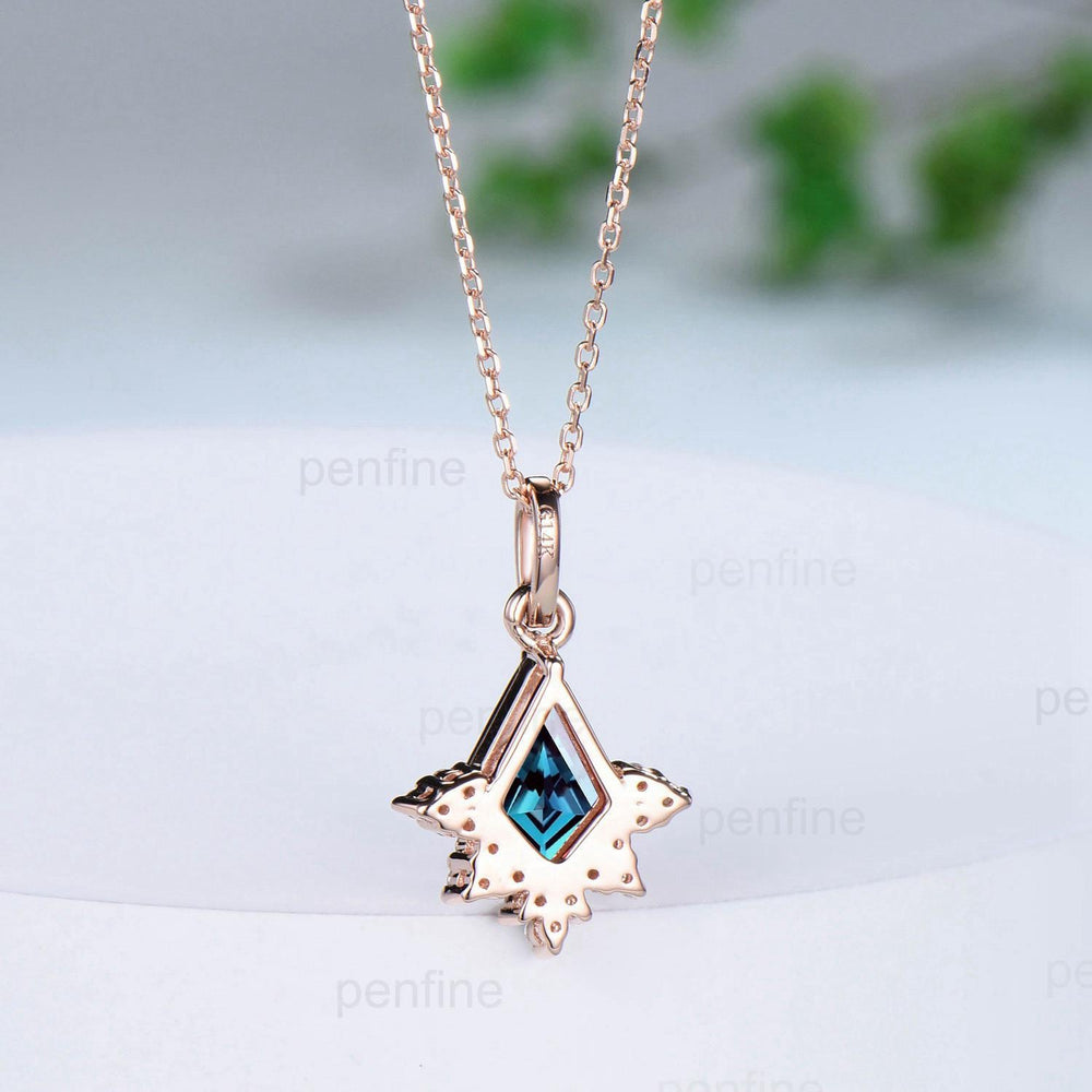 Vintage Kite Cut Alexandrite Pendant Necklace Purple Amethyst Pendant Silver 14k/18k rose gold moissanite promise engagement gift for women - PENFINE
