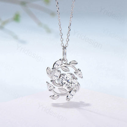 All stones are moissanite or lab grown diamonds 4pcs 4x2mm marquise cut 2pcs 3x2mm pear shaped 1pc 5mm round cut Chain: 16-18 Inches - PENFINE