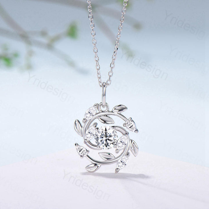 All stones are moissanite or lab grown diamonds 4pcs 4x2mm marquise cut 2pcs 3x2mm pear shaped 1pc 5mm round cut Chain: 16-18 Inches - PENFINE