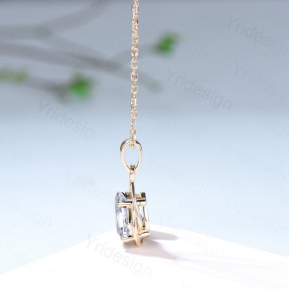 Twisted Gold Teardrop Moissanite Pendant Necklace | Wire-Wrapped Pear Lab Grown Diamond Fine Jewelry | Delicate Open-Frame Drop Necklace - PENFINE
