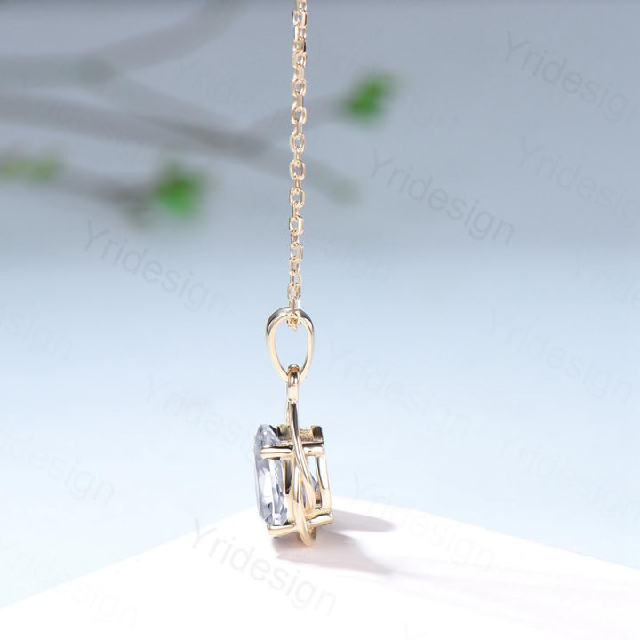 Twisted Gold Teardrop Moissanite Pendant Necklace | Wire-Wrapped Pear Lab Grown Diamond Fine Jewelry | Delicate Open-Frame Drop Necklace - PENFINE