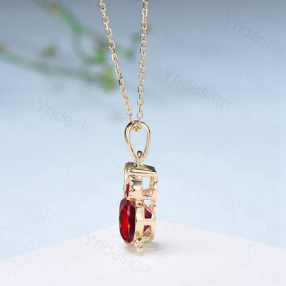 Natural Garnet Owl Pendant Necklace, Red Gemstone Charm Necklace for Women, Dainty Birthstone Gift, Animal Jewelry - PENFINE