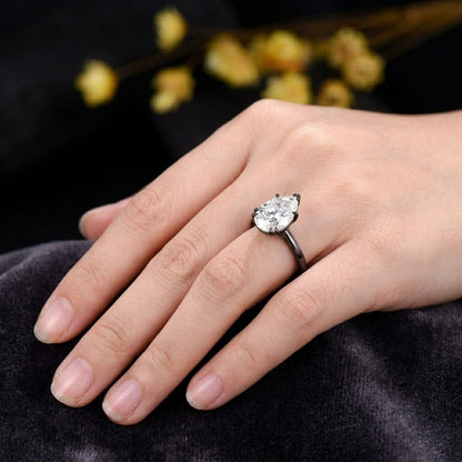 2CT Teardrop Pear Cut Lab Grown Diamond Engagement Ring, Solitaire Minimalist  Seven Prongs Wedding Band, Delicate Anniversary Gift for Her