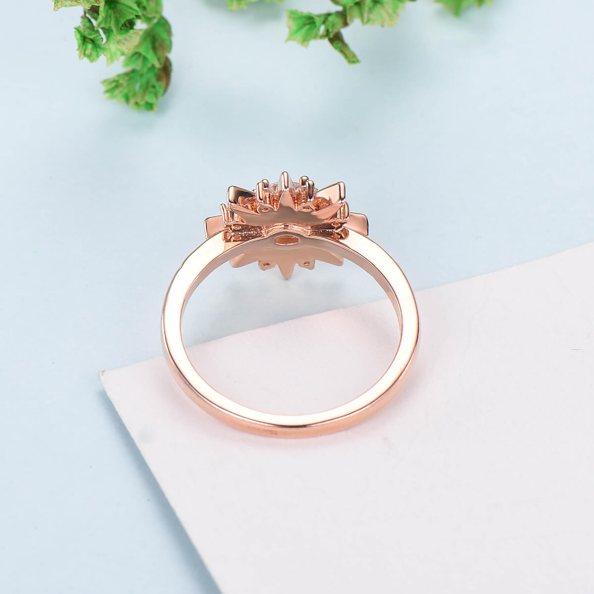 Vintage Galaxy Star Moissanite Engagement Ring Round Cut Rose Gold Art Deco Moissanite Stacking Promise Ring Handmade Proposal Gifts Women - PENFINE
