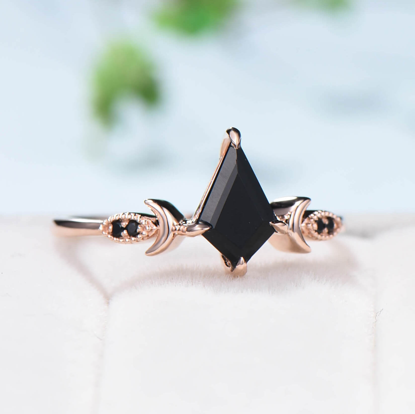 Baguette Onyx and Diamond Engagement Ring - Aurelius Jewelry